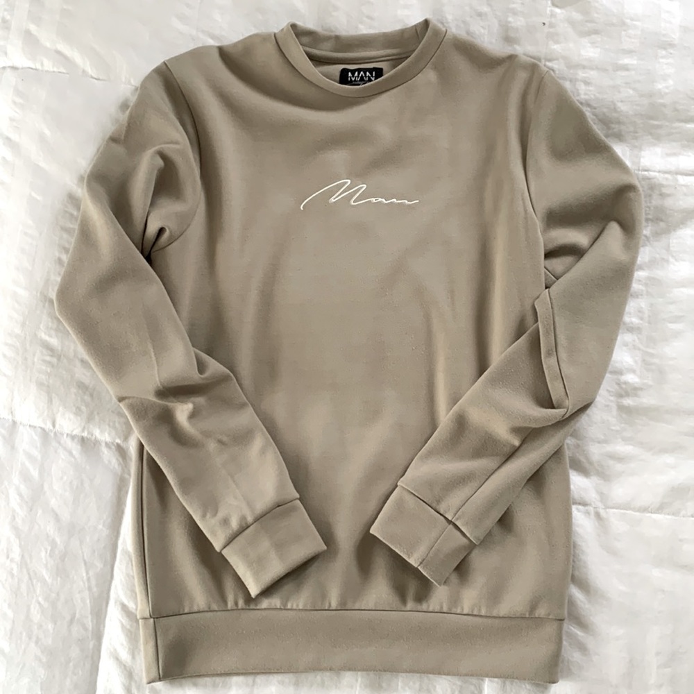 BOOHOO MAN beige crewneck